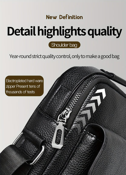 New Men's Crossbody Bag Messenger Bag with Mahogany Pattern Large Capacity Design PU Material Men's Casual Retro Adjustable Shoulder Bag for Going Out Valentine's Day Gift for Husband or Boyfriend