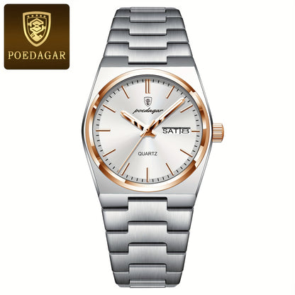 The 2025 Popular Luminous Calendar Stainless Steel Women'S Watch, a Trendy Korean Style Quartz Watch for Young People, Perfect for Casual Fashion.