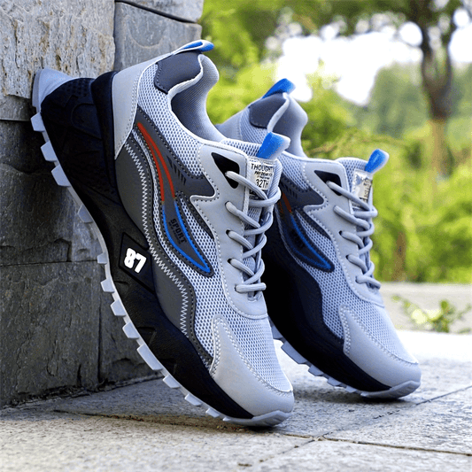Men's Stylish & Durable Sneakers - Comfortable, Non-Slip Lace-Up Sneakers for Outdoor Activities, Breathable Fabric, All-Season Wear