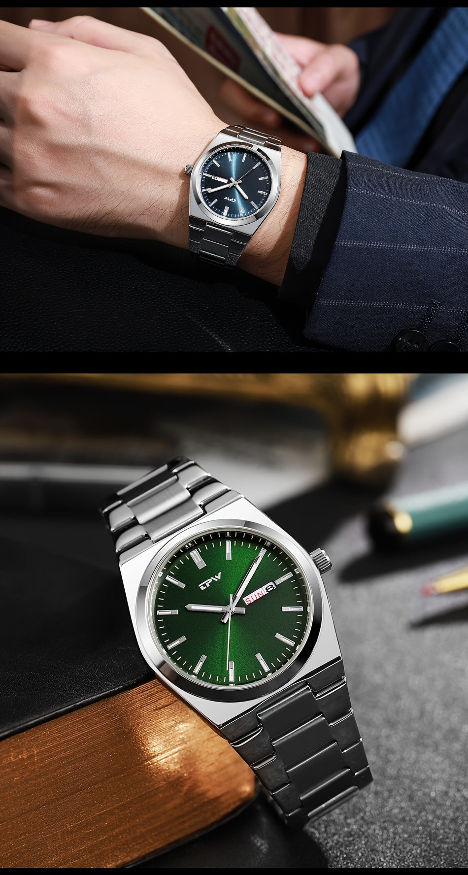TPW Brand Men's Fashion Luminous Calendar Week Multifunctional Quartz Watch Men's Gifts