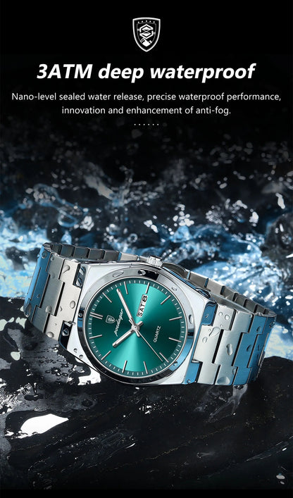 POEDAGAR New Men's Stainless Steel Quartz Wristwatch, Luminous Calendar Men's Watch, Ideal Choice For Gifts