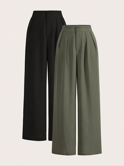 Two-piece Set of High-waisted Wide-leg Pants