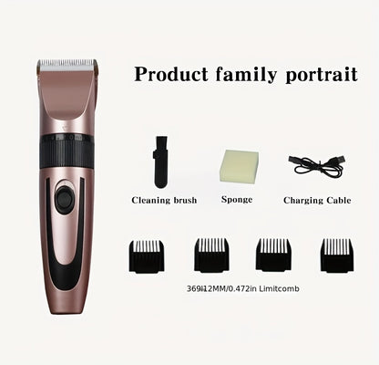 HIENA Multi-Purpose Electric Hair Clipper Kit - Sleek Metallic Finish, USB Rechargeable with 320mAh Lithium Battery, Includes 4 Combs & Cleaning Brush, Ideal for Body, Leg & Private Grooming, Personal Grooming Kit|Professiona