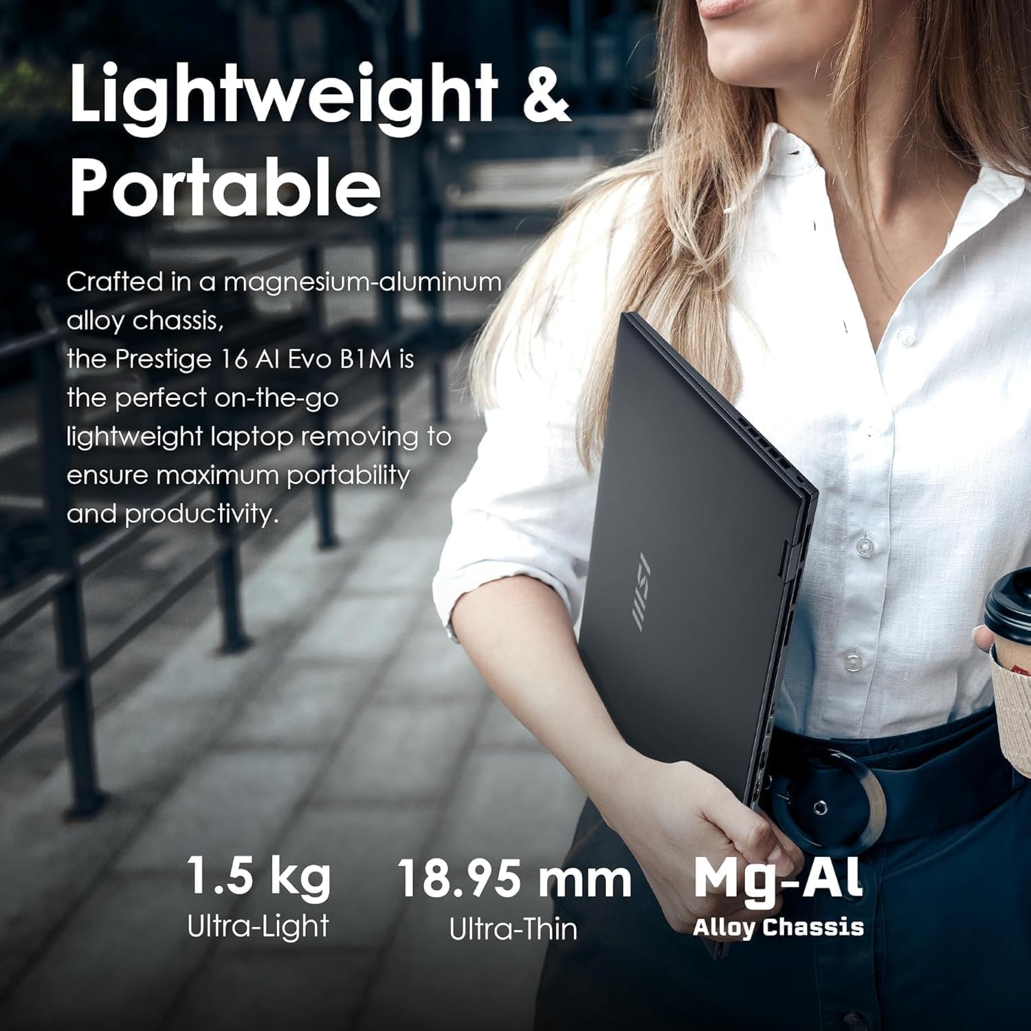 MSI Prestige 16 AI EVO Laptop, Ultra Thin Business Laptop, Intel Ultra 7-155 H, 16" QHD+, 32 GB LPDDR5 RAM, 2 TB SSD, Wi-Fi 7, AI Engine, Windows 11 Pro & MS Office Lifetime License