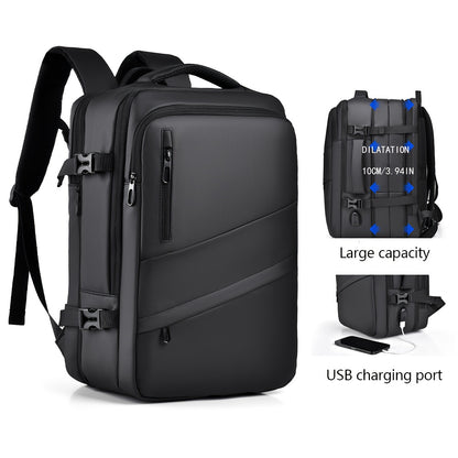 1pc HUABUPS Expandable Travel Backpack with USB Charging Port, 39.62 cm Laptop Backpack for Men & Women, High Quality Business Commuter Backpack with Multiple Compartments, Dilation Design & Padded Straps - Ideal Gift for Chr