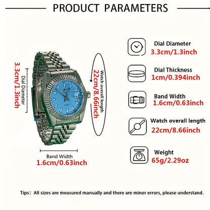 Elegant Women'S Stainless Steel Quartz Watch with Colorful Dial, Alloy Case, and Stainless Steel Strap - Calendar Function, Ideal Gift, Gift Watch|Elegant Timepiece|Hinged Watch Movement