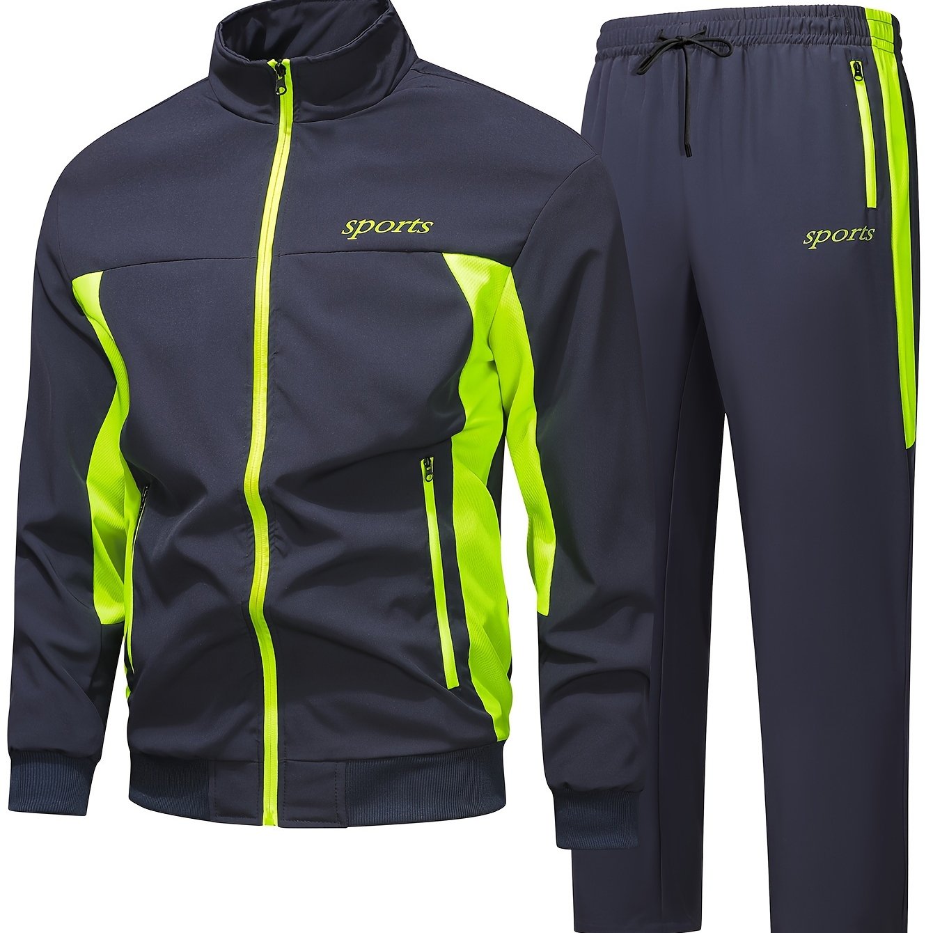 Comfortable Men's Casual Patchwork Sport Suit Jacket and Trousers Tracksuit, Streetwear Set, Casual Sportswear, Sporty Look, Stylish Tracksuit, Quality Stitching, Comfortable Fabric, Twopiece Suit, Matching Outfit, Urban Styl