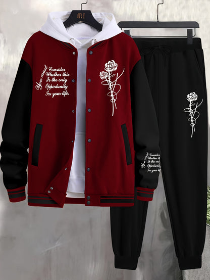 Men's Casual Sports Jacket Rose Baseball Suit - Xingfan OBM