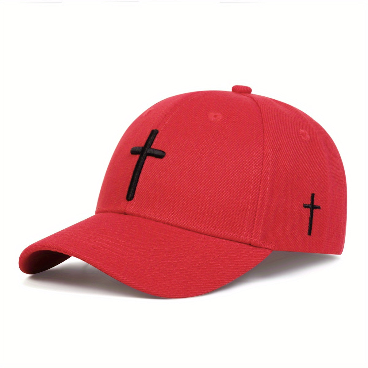 Adjustable Sun Protection Baseball Cap for Boys - Black with White Cross Design, Polyester, Fitted Closure, Ideal for Outdoor Activities, Travel, and Beach, Travel Headgear | Stylish Headgear | Adjustable Headgear