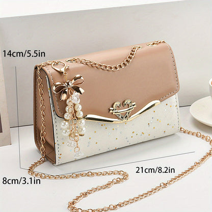 Simple and fashionable chain shoulder bag. 2025 style underarm bag solid color shoulder bag, 3 colors optional sequin trend, versatile fashion casual messenger bag, suitable for daily, work, commuting, play, holiday gifts