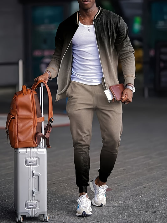 [Shuleshui OBM] Guirenniao Long-Sleeved Suit Men'S Thin Outdoor Work And Business Trip Jacket And Trousers Two-Piece Suit Handsome And Fashionable Gradient a Complete Set of Clothes