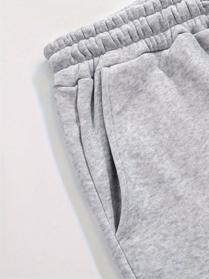 1set Men'S Casual Sports Suit, Polyester Hooded Sweatshirt and Jogger Pants Set, Solid Color, Elastic Waist, Cuffed Ankles, Knit Pullover with Pockets, Regular Fit for Outdoor Running and Jogging - Spring/Autumn Collection