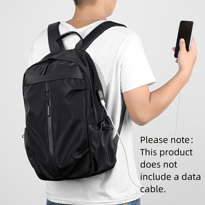 Men's Fashion Solid Color Simple Double Shoulder Backpack Lightweight Backpack Sports Travel Commuting Laptop Backpack Student Backpack