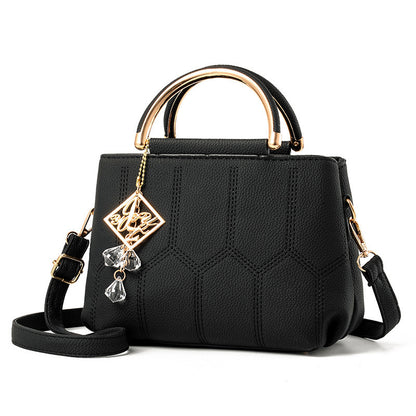 2025 New Women's Geometric Hexagon Pattern Crossbody Bag with Adjustable Strap & Golden-Tone Hardware - Zipper Closure, Polyester Lining, Multiple Colors (Khaki/Dark Gray/White/Pink/Red/Black) - Versatile for Casual & Formal