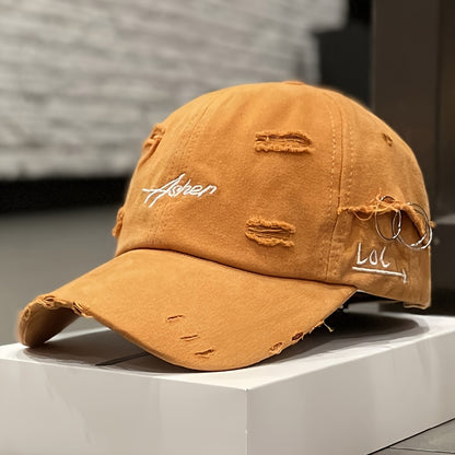 Distressed Baseball Cap - Soft Top, Sun Protection, Retro Street Style, Lightweight Polyester, Adjustable Fit for Men and Women, Perfect for Spring and Autumn, Spring Cap | Retro Streetwear | Lightweight Cap