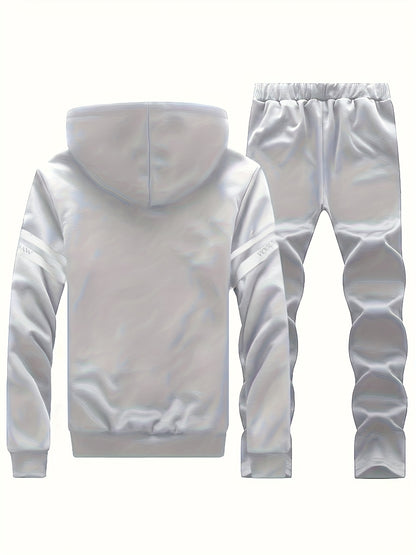 Autumn and Winter Men'S Sports Casual Suit, Men'S Velvet Thickened Sports Suit, Hooded Opening Fitness Suit, Warm Home Suit, Two-piece Set