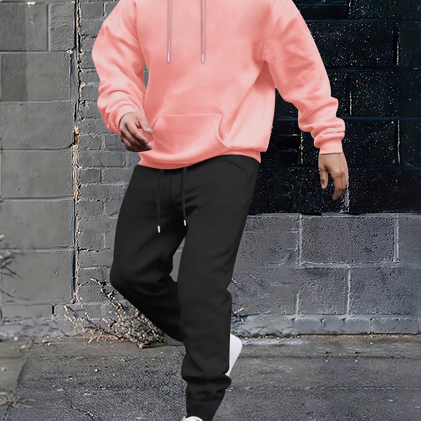 2pcs, Men's Solid Color Hoodie And Joggers Set For Spring And Fall
