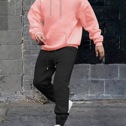 2pcs, Men's Solid Color Hoodie And Joggers Set For Spring And Fall