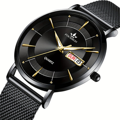 A New Stainless Steel Men's Quartz Watch With A Calendar And Luminous Function, A Fashionable Wristwatch, A Gift For Relatives And Friends' Birthdays Or Holidays, A Brand With An Electronic Movement, A Fully Automatic Busines
