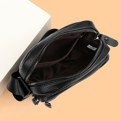 Men'S Genuine Top-Grain Leather Crossbody Sling Bag - Casual Style, Adjustable Strap, Large Capacity Shoulder Handbag for Going Out