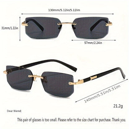 1 pair of Men's and Women's square frameless mirror glasses, classic retro metal frame decorative glasses with polycarbonate lenses, an ideal choice for fashionable dressing