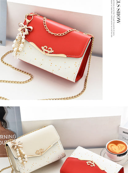Fashionable New Women'S Shoulder Bag. This One Is a Crossbody Bag with Six Color Options to Choose From. It Is Fashionable Bohemian Beige PU Crossbody Bag with Tassel Charm - City Style Flip-Top Shoulder Bag with Metal Chain