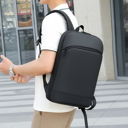 Business Style Expandable Backpack, Faux Leather, Durable Smooth Zipper, Multi-Pad Laptop Bag, Casual Daypack, Suitable for Daily Commute, Outdoor Business Travel, Ideal Gift for Holidays, Black, Dark Grey, Light Grey Options