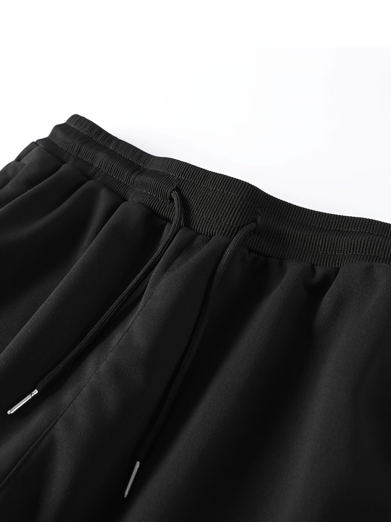 Men's Casual Polyester Sports Suit, Solid Color, Non-Stretch Fabric, Regular Fit, Baseball Collar Jacket and Sweatpants, Suitable for Spring/Autumn - Braided Eyelash Set