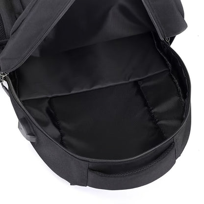 Stylish Black Nylon Backpack - Lightweight, High Quality, Large Capacity with Laptop Compartment, Adjustable Straps & Mesh Pockets for School, Travel, and Work