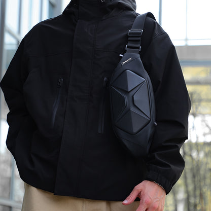 1pc Men's New Fashion Hard Shell Bag, Chest Bag Outside Crossbody Bag, Sports Bag Casual Fanny Backpack