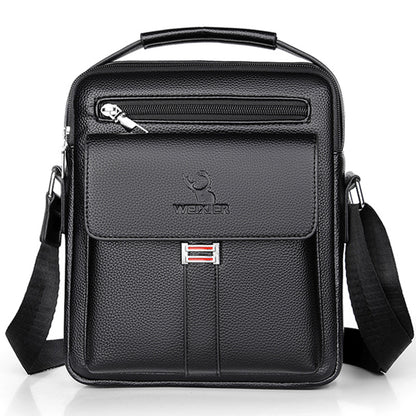 WEIXIER Men's Vintage Business Casual Adjustable Shoulder Bag - Black, Multiple Compartments, Zippered Pockets, Compact Design for Everyday Use, Everyday Shoulder Bag | Vintage Style Bag | Secure Zip Closure, Small Crossbody