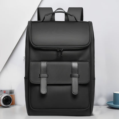 Men'S Stylish Large Capacity Commuter Backpack - Black Oxford Fabric, Durable with Multiple Compartments and Adjustable Straps, Ideal for Office, Student, University, School, Travel, Commute, Travel Backpack | Casual Style Ba