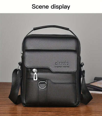 WEIXIER Men'S Set Shoulder Bag, Unisex Waist Postman Bag, Crossbody Chest Bag, Handbag, PU Fabric Multi-pocket, with Card Holder Wallet, Adjustable Detachable Shoulder Strap, Casual Commuting Bag Retro Business Texture Men'S