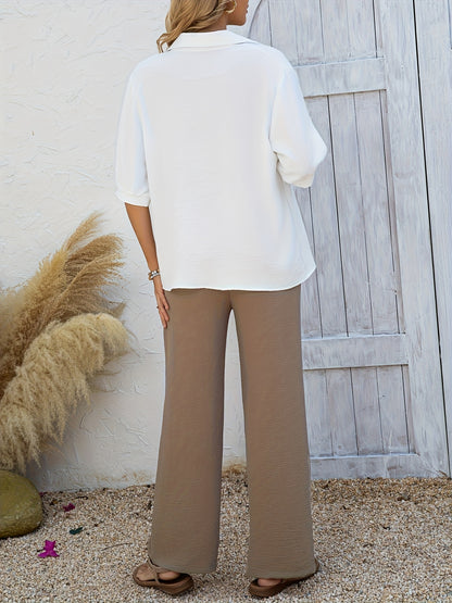 3pcs Summer Women's Casual Vest Shirt and Pants Set