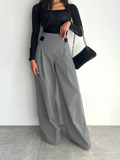 BK052044 Elegant Suit Jacket and Waist-Tie Loose Straight-Leg Wide-Leg Pants Women's Two-Piece Suit
