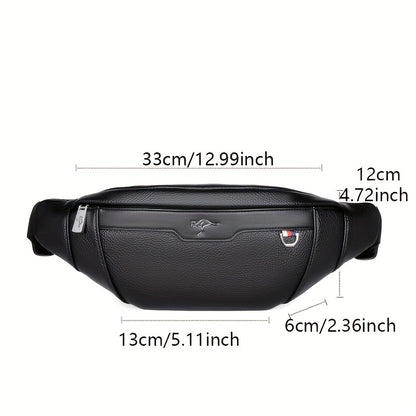 Men's Synthetic Leather Crossbody Bag - Adjustable Strap, Multiple Compartments, Lightweight Waist Pack for Hiking, Cycling & Daily Commute, Black, Cycling Bag | Modern Crossbody Bag | Adjustable Strap Bag