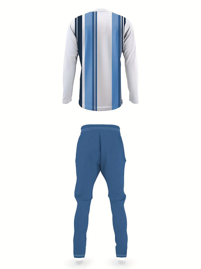 Men's Casual Fashion Round Neck Sweatshirt & Joggers Set - Polyester, Machine Washable, Printed Design for Spring/Fall