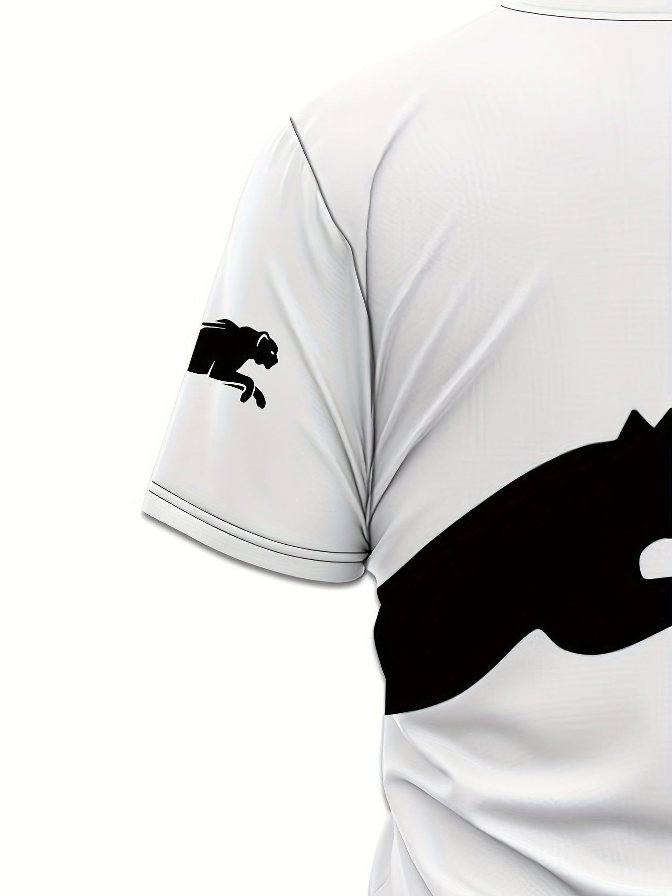 Men's 3D Print Cat Graphic T-Shirt - Casual Short Sleeve Summer Tee with Black & White Contrast Design, Breathable Round Neck Top for Outdoor Activities, Machine Washable, Relaxed Fit Shirt, Durable Fabric, Detailed Print Qua