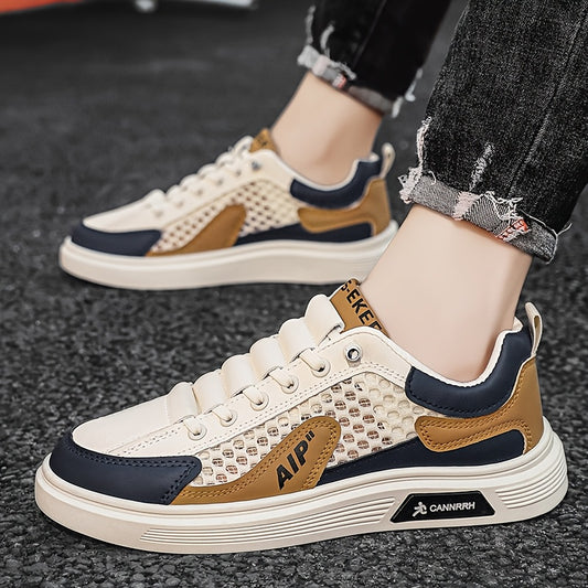 Men'S 2025 Spring/Summer Sneakers - Breathable Mesh Low Top Sneakers with "AIP" Logo, Casual Slip-On Shoes for Street and Sports, Casual Athletic Shoes | Breathable Mesh Upper | Elastic Closure