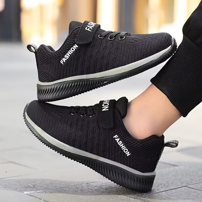 Youngsters' Breathable Knit Sneakers with Closure - Lightweight EVA Sole, All-Season Casual & Outdoor Running Shoes for Boys & Girls, Black, Youngsters Sneakers, Youngsters'S Footwear, Sporty Youngsters'S Footwear, Durable Yo
