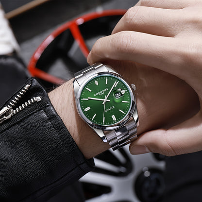 CHRONOS Men's Classic Popular Watch With Stainless Steel Strap, Business Calendar Luminous Watch