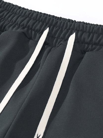 1set Men'S Casual Sports Suit, Polyester Hooded Sweatshirt and Jogger Pants Set, Solid Color, Elastic Waist, Cuffed Ankles, Knit Pullover with Pockets, Regular Fit for Outdoor Running and Jogging - Spring/Autumn Collection