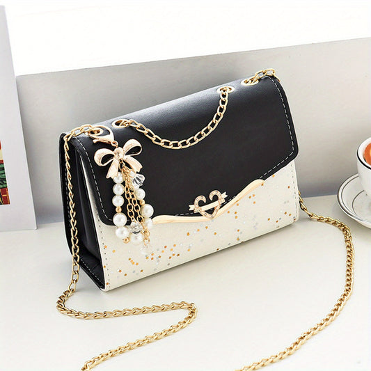 Simple and fashionable chain shoulder bag. 2025 style underarm bag solid color shoulder bag, 3 colors optional sequin trend, versatile fashion casual messenger bag, suitable for daily, work, commuting, play, holiday gifts