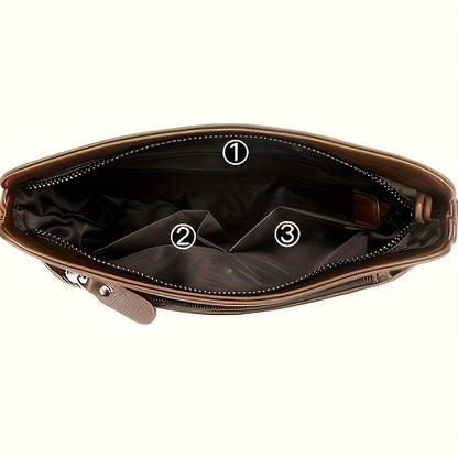 1pc Large Capacity Men'S Shoulder Bag - Adjustable Crossbody Sling with Multiple Compartments, Brown Business & Casual Bag for Work, Travel, Everyday Use - Unique Gift for Him, Birthday, Christmas, Work Shoulder Bag, Sophisti