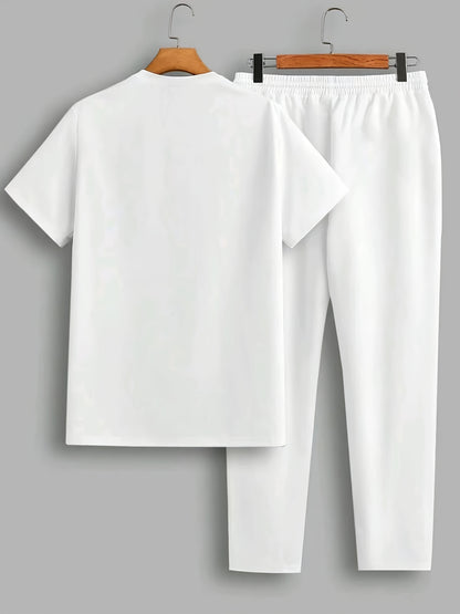 Men's 2pcs Summer MY FUTURE IS NOT JUST A DREAM Casual T-Shirt and Pants Set - Suitable for Casual Sports Outing - Starry OB