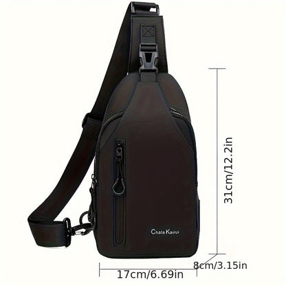 1pc CHATEK KAIAO Large Capacity PU Leather Sling Bag - Stylish Multi-Compartment Chest Bag for Travel, Business & School, Black, 36.2cm x 17cm x 8cm, Travel Shoulder Bag | Modern Sling Bag | Durable Zipper Closure