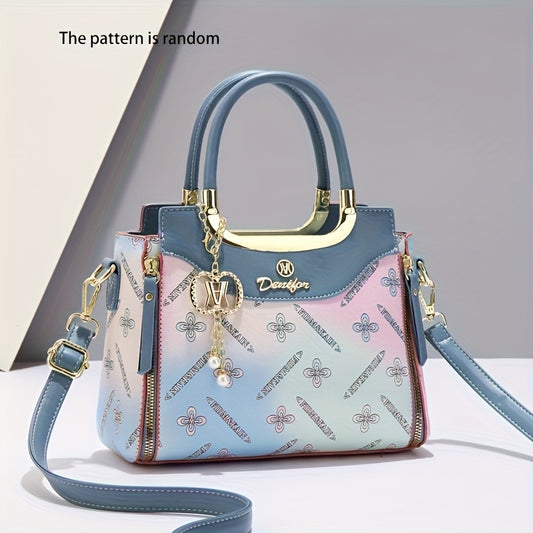 LOEYN Women'S Elegant Crossbody Bag with Detachable Strap - Chic Floral & Butterfly Print, Golden-Tone Hardware, Zipper Closure, Polyester Lining - Perfect Gift for Mom, Versatile Shoulder & Handbag, Fashion Accessory | Flora