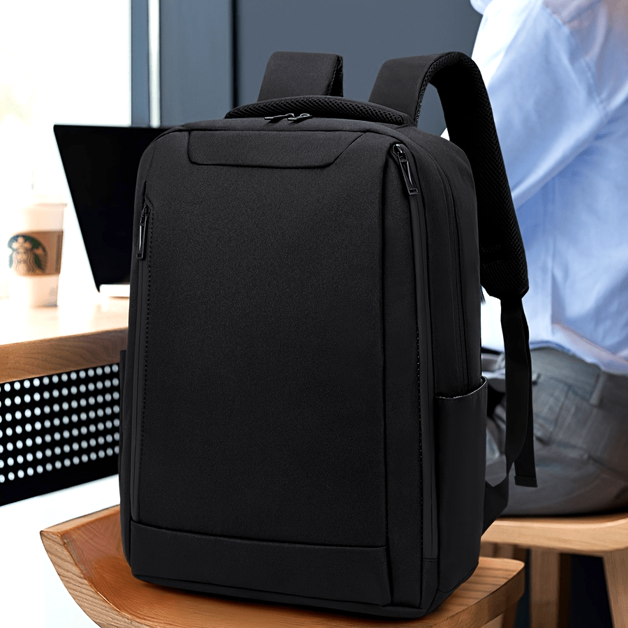Lightweight Black Laptop Backpack - Durable, Adjustable Shoulder Straps, Zippered Compartments - Ideal for Travel & Daily Use, Laptop Bag