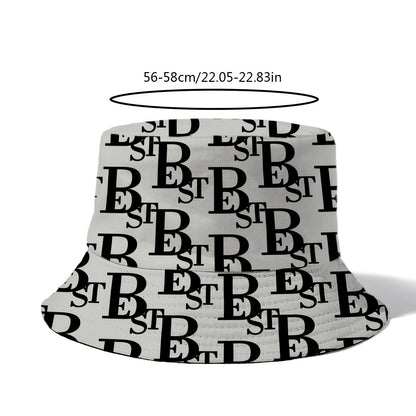 1pc Unisex Bucket Hat with Letter B Print, 100% Polyester, Lightweight, Non-Stretch, Holiday Theme, New Year'S Essential, Outdoor Versatile, Easy to Carry, Woven Craftsmanship, Random Print Pattern
