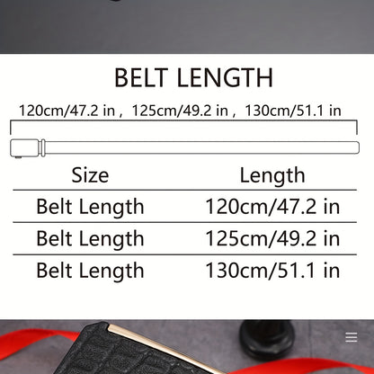 Men's Luxury Belt with Automatic Buckle - Adjustable 120-130cm, Formal & Casual Dress Belt, Alloy Construction for Everyday & Special Occasions - Sophisticated Men's Accessory, Belt Accessories, Stylish Crocodile Texture, Tex